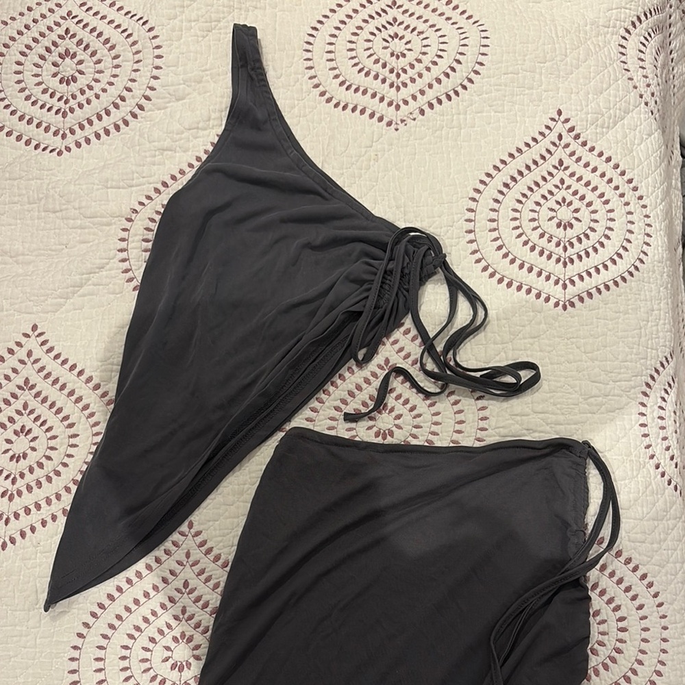 Edikted Black Asymmetrical Top and Skirt Set